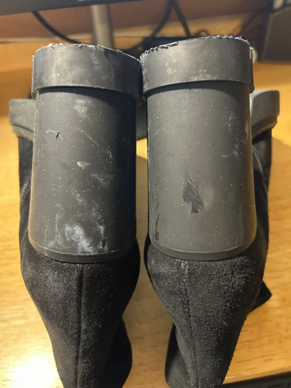 Women Aquatalia Black Suede Platform Lug Sole Ankle Zip Moto Booties 8